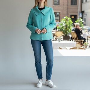 NWT LAFAYETTE 148 New York Felted Wool / Angora Zip Jacket in Juniper 10